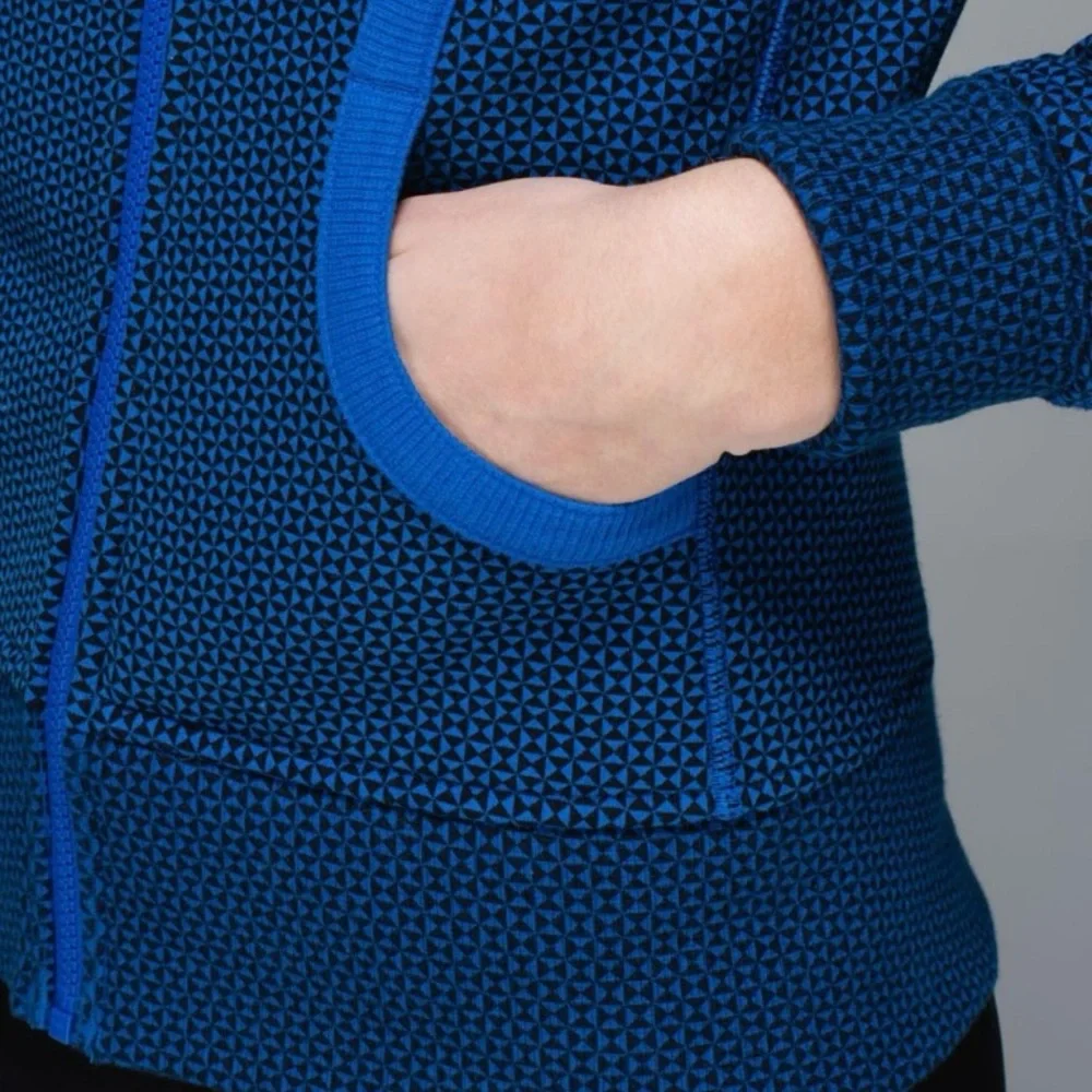 Lululemon Scuba Hoodie Double Diamond Baroque Blue Size 6 Preloved Condition